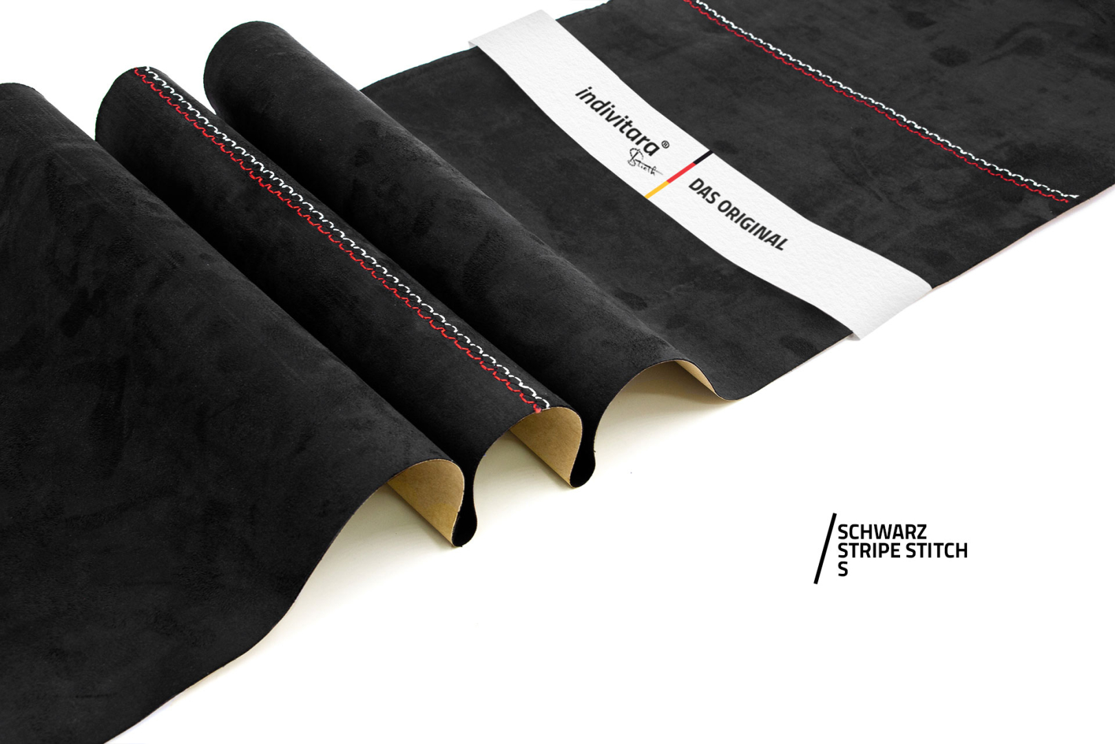 indivitara® Premium Stitch - selbstklebender Mikrofaserstoff Premium mit echten Nähten - Meterware - verschiedene Farben